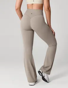 UNISSU Women's Hugcurve Flare Leggings, Buttery Soft High Waisted Gym Wear with No Front Seam & V-Seam Tummy Control (29.5"/31"/33.5"), Soft Leggings, Seamless Gym Leggings